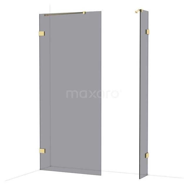 Diamond Walk-in shower | 90x30 cm Glanzend lichtgoud Smoke glass 2 fixed walls IDB0903421GLG Diamond Walk-in shower | 90x30 cm Glanzend lichtgoud Smoke glass 2 fixed walls IDB0903421GLG