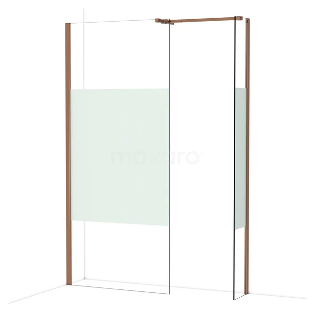 Begehbare Duschen IDB0903513GKP Glas Duschwand mit bronzefarbenem Rahmen und satiniertem Glasdetail, minimalistisches Design für stilvolle Badezimmer Einrichtung.