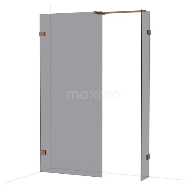 Diamond Walk-in shower | 90x30 cm Glanzend koper Smoke glass 2 fixed walls IDB0903521GKP Diamond Walk-in shower | 90x30 cm Glanzend koper Smoke glass 2 fixed walls IDB0903521GKP