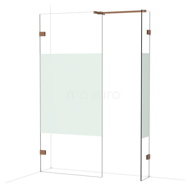 Glas Duschwand mit Matt Weiß Akzent, Eckaufstellung, Messing Scharniere und straffes Design für moderne Bäder.