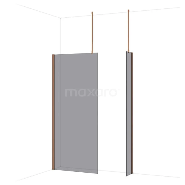 Diamond Inloopdouche | 90x30 cm Glanzend koper Rookglas 2 vaste wanden IDB0903911GKP Diamond Inloopdouche | 90x30 cm Glanzend koper Rookglas 2 vaste wanden IDB0903911GKP