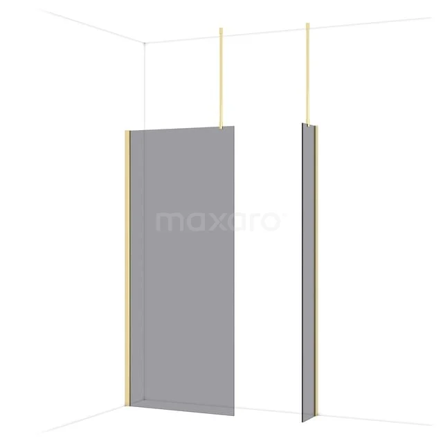 Diamond Inloopdouche | 90x30 cm Glanzend lichtgoud Rookglas 2 vaste wanden IDB0903911GLG Diamond Inloopdouche | 90x30 cm Glanzend lichtgoud Rookglas 2 vaste wanden IDB0903911GLG