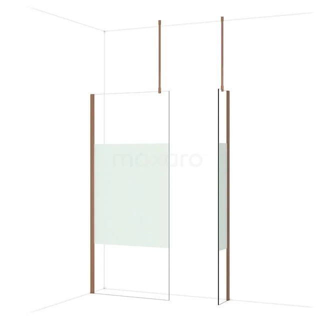 Diamond Walk-in shower | 90x30 cm Glanzend koper Clear with matt strip 2 fixed walls IDB0903913GKP Diamond Walk-in shower | 90x30 cm Glanzend koper Clear with matt strip 2 fixed walls IDB0903913GKP