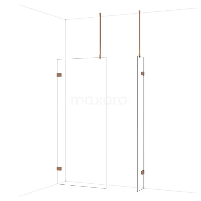 Diamond Inloopdouche | 90x30 cm Glanzend koper Helder glas 2 vaste wanden IDB0903920GKP Diamond Inloopdouche | 90x30 cm Glanzend koper Helder glas 2 vaste wanden IDB0903920GKP