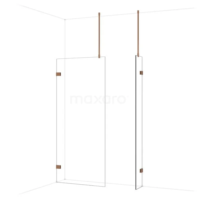 Diamond Walk-in shower | 90x30 cm Glanzend koper Clear glass 2 fixed walls IDB0903920GKP Diamond Walk-in shower | 90x30 cm Glanzend koper Clear glass 2 fixed walls IDB0903920GKP