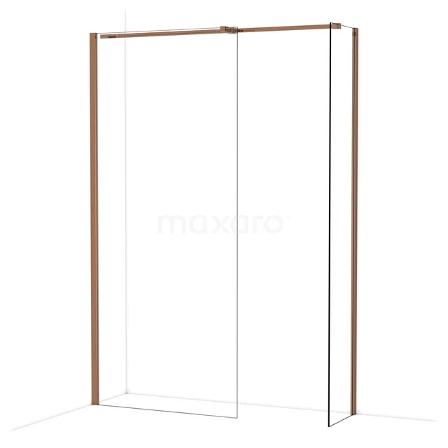 Inloopdouche met schuifdeur, helderglas en mat zwarte profielen, ideaal voor een moderne badkamer.