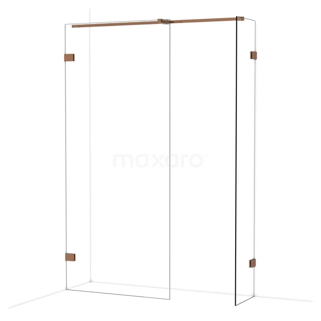 Diamond Walk-in shower | 90x40 cm Glanzend koper Clear glass 2 fixed walls IDB0904320GKP Diamond Walk-in shower | 90x40 cm Glanzend koper Clear glass 2 fixed walls IDB0904320GKP
