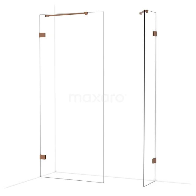 Begehbare Duschen IDB0904420GKP Glas Duschwand mit roségoldenen Beschlägen, moderner Stil, ideal für eine stilvolle Badezimmergestaltung.