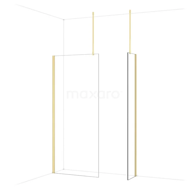 Begehbare Duschen IDB0904910GLG Glas Duschwand mit goldfarbenen Profilen, minimalistisches Design, ideal für eine moderne Badezimmer Einrichtung.