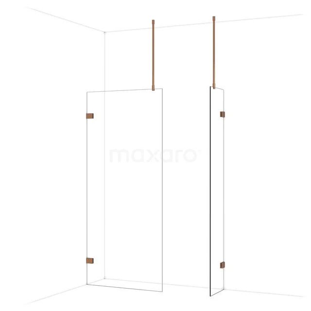 Diamond Walk-in shower | 90x40 cm Glanzend koper Clear glass 2 fixed walls IDB0904920GKP Diamond Walk-in shower | 90x40 cm Glanzend koper Clear glass 2 fixed walls IDB0904920GKP