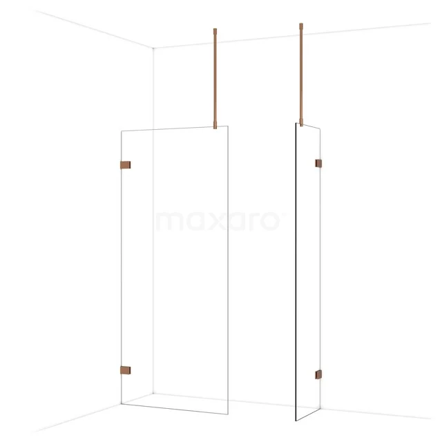 Minimalistische glazen douchewand met draaideur, chroom scharnieren en montagestang, ideaal voor een moderne badkamer.