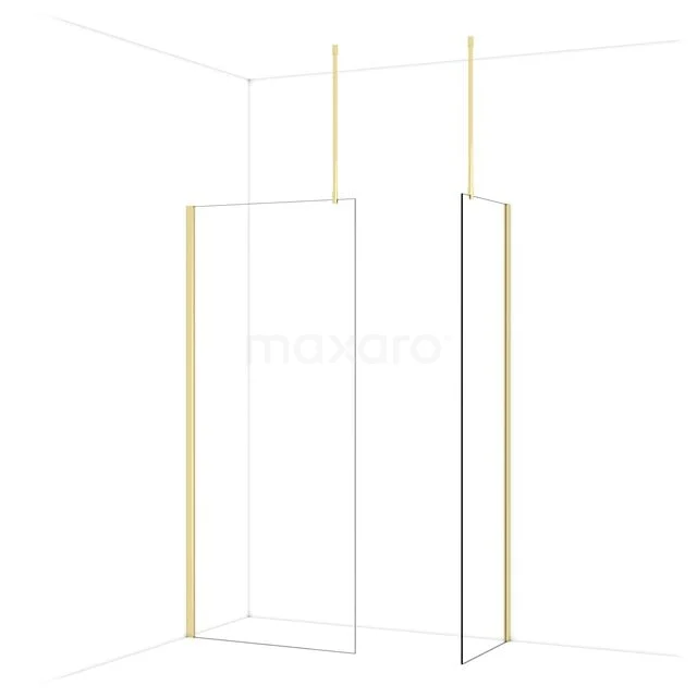 Diamond Inloopdouche | 90x60 cm Glanzend lichtgoud Helder glas 2 vaste wanden IDB0906910GLG Diamond Inloopdouche | 90x60 cm Glanzend lichtgoud Helder glas 2 vaste wanden IDB0906910GLG