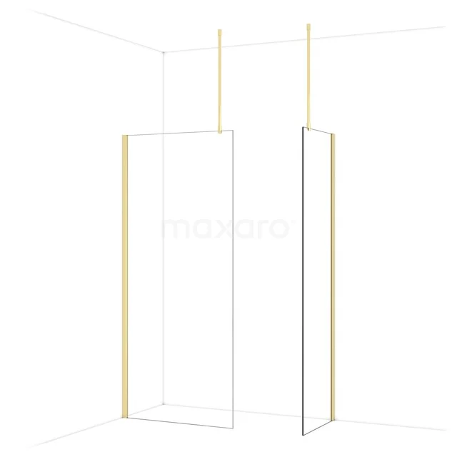 Diamond Walk-in shower | 90x60 cm Glanzend lichtgoud Clear glass 2 fixed walls IDB0906910GLG Diamond Walk-in shower | 90x60 cm Glanzend lichtgoud Clear glass 2 fixed walls IDB0906910GLG