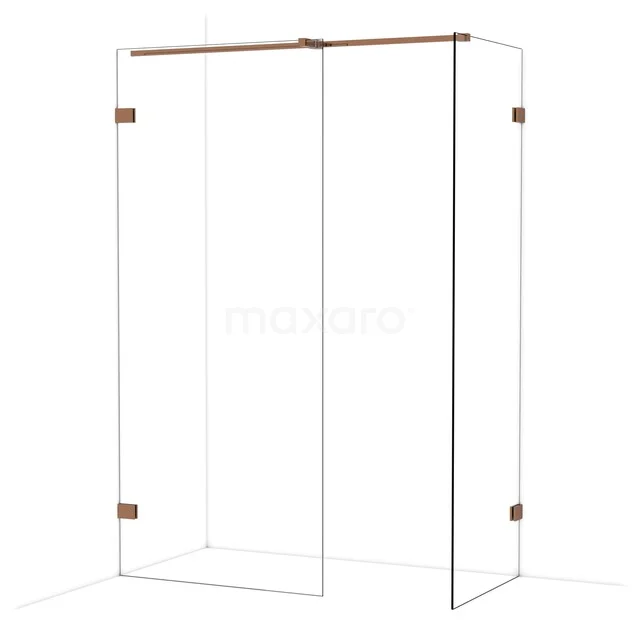 Klares Glas Duschwand mit roségoldenen Details, geeignet für eine moderne Badezimmer Einrichtung.