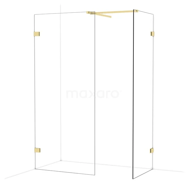 Diamond Walk-in shower | 90x70 cm Glanzend lichtgoud Clear glass 2 fixed walls IDB0907520GLG Diamond Walk-in shower | 90x70 cm Glanzend lichtgoud Clear glass 2 fixed walls IDB0907520GLG