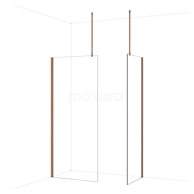 Diamond Walk-in shower | 90x70 cm Glanzend koper Clear glass 2 fixed walls IDB0907910GKP Diamond Walk-in shower | 90x70 cm Glanzend koper Clear glass 2 fixed walls IDB0907910GKP