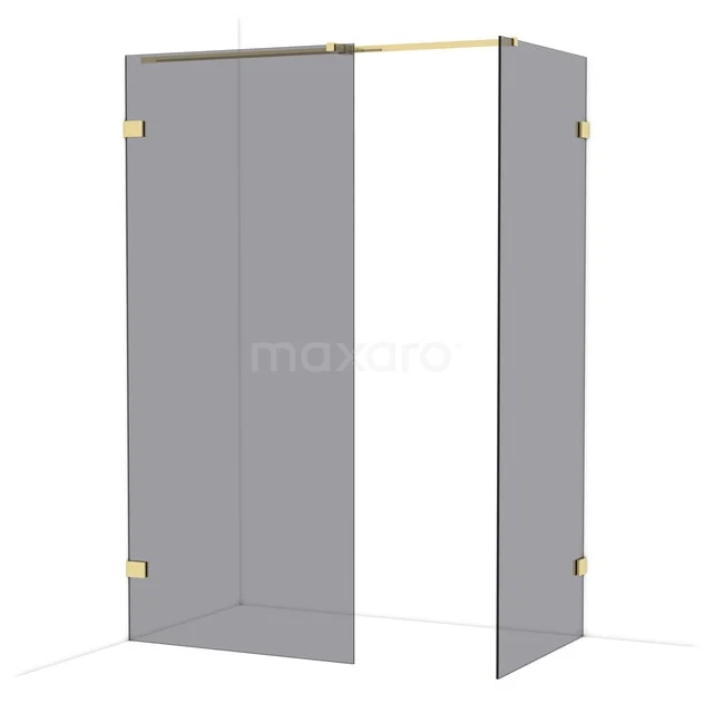 Diamond Walk-in shower | 90x80 cm Glanzend lichtgoud Smoke glass 2 fixed walls IDB0908321GLG Diamond Walk-in shower | 90x80 cm Glanzend lichtgoud Smoke glass 2 fixed walls IDB0908321GLG