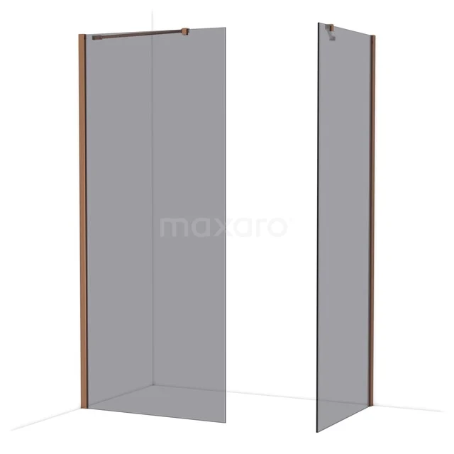 Douchewand met mat zwart frame, hoekmodel van glas, strak modern design, ideaal voor een stijlvolle badkamerinrichting.