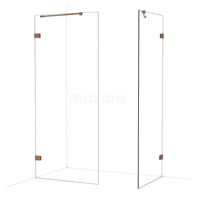 Diamond Inloopdouche | 90x80 cm Glanzend koper Helder glas 2 vaste wanden IDB0908420GKP Diamond Inloopdouche | 90x80 cm Glanzend koper Helder glas 2 vaste wanden IDB0908420GKP