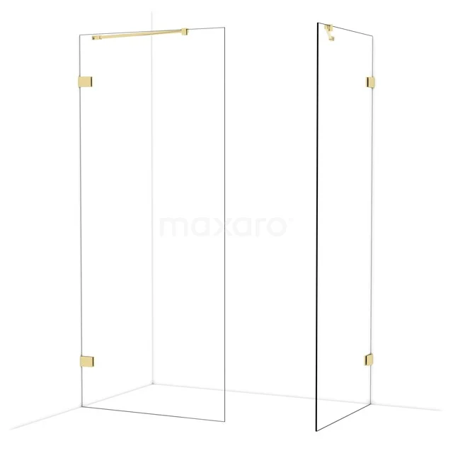 Diamond Walk-in shower | 90x80 cm Glanzend lichtgoud Clear glass 2 fixed walls IDB0908420GLG Diamond Walk-in shower | 90x80 cm Glanzend lichtgoud Clear glass 2 fixed walls IDB0908420GLG
