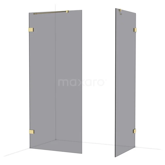 Diamond Inloopdouche | 90x80 cm Glanzend lichtgoud Rookglas 2 vaste wanden IDB0908421GLG Diamond Inloopdouche | 90x80 cm Glanzend lichtgoud Rookglas 2 vaste wanden IDB0908421GLG