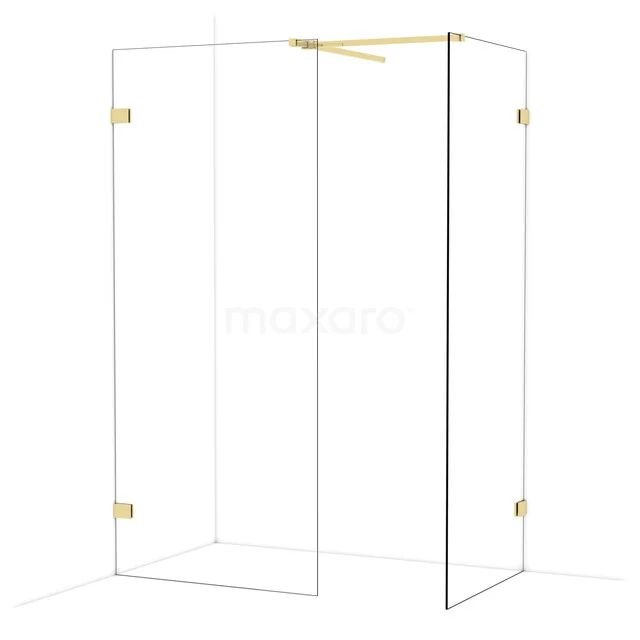 Diamond Inloopdouche | 90x80 cm Glanzend lichtgoud Helder glas 2 vaste wanden IDB0908520GLG Diamond Inloopdouche | 90x80 cm Glanzend lichtgoud Helder glas 2 vaste wanden IDB0908520GLG