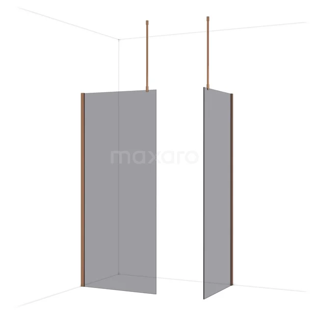 Grijze douchewand met minimalistisch ontwerp, uitgevoerd in glas en met matte afwerking, ideaal voor een moderne badkamer.