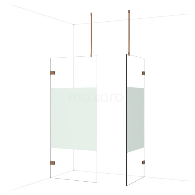 Diamond Walk-in shower | 90x80 cm Glanzend koper Clear with matt strip 2 fixed walls IDB0908923GKP Diamond Walk-in shower | 90x80 cm Glanzend koper Clear with matt strip 2 fixed walls IDB0908923GKP