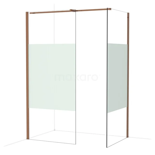 Duschwand mit Mattglas und bronzen Profilen, stilvolle Trennwand für modernes Badezimmer.