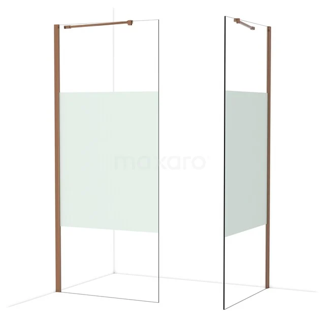 Duschwand mit kupferfarbenen Profilen und mattem Glas, moderne Trennwand für eine stilvolle Badezimmer Einrichtung.