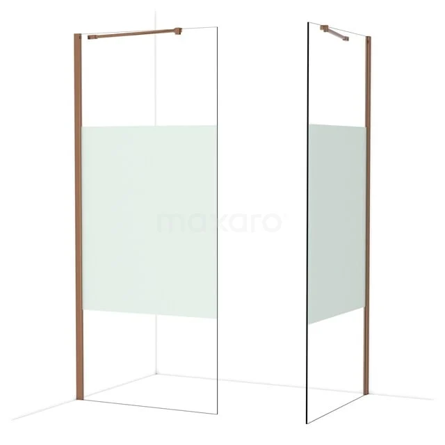 Diamond Inloopdouche | 90x90 cm Glanzend koper Helder met matte strook 2 vaste wanden IDB0909413GKP Diamond Inloopdouche | 90x90 cm Glanzend koper Helder met matte strook 2 vaste wanden IDB0909413GKP