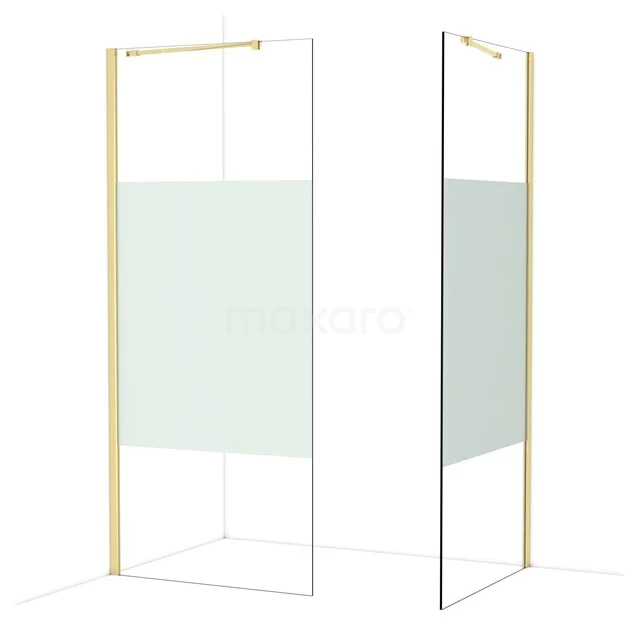 Diamond Walk-in shower | 90x90 cm Glanzend lichtgoud Clear with matt strip 2 fixed walls IDB0909413GLG Diamond Walk-in shower | 90x90 cm Glanzend lichtgoud Clear with matt strip 2 fixed walls IDB0909413GLG