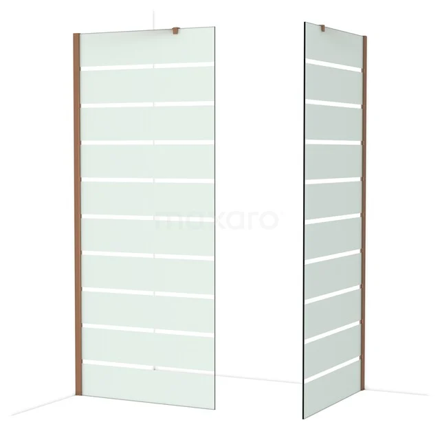 Duschwand mit Mattglasdesign, Aluminiumprofile und horizontalen Linien, ideal für moderne Badezimmergestaltungen.