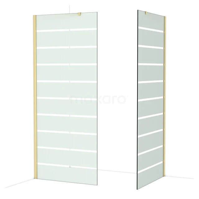 Diamond Inloopdouche | 90x90 cm Glanzend lichtgoud Helder met matte strepen 2 vaste wanden IDB0909416GLG Diamond Inloopdouche | 90x90 cm Glanzend lichtgoud Helder met matte strepen 2 vaste wanden IDB0909416GLG
