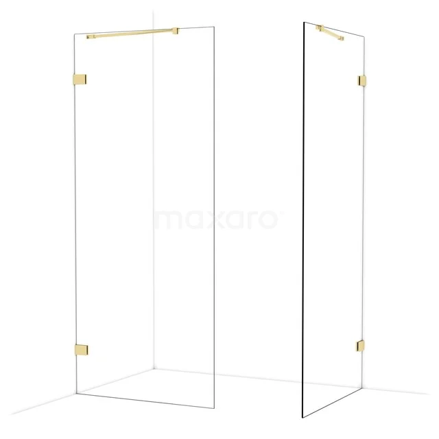 Diamond Inloopdouche | 90x90 cm Glanzend lichtgoud Helder glas 2 vaste wanden IDB0909420GLG Diamond Inloopdouche | 90x90 cm Glanzend lichtgoud Helder glas 2 vaste wanden IDB0909420GLG