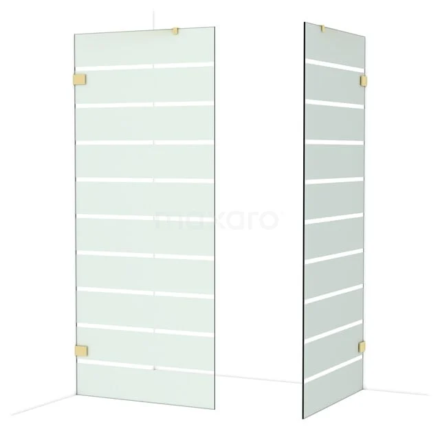Diamond Inloopdouche | 90x90 cm Glanzend lichtgoud Helder met matte strepen 2 vaste wanden IDB0909426GLG Diamond Inloopdouche | 90x90 cm Glanzend lichtgoud Helder met matte strepen 2 vaste wanden IDB0909426GLG