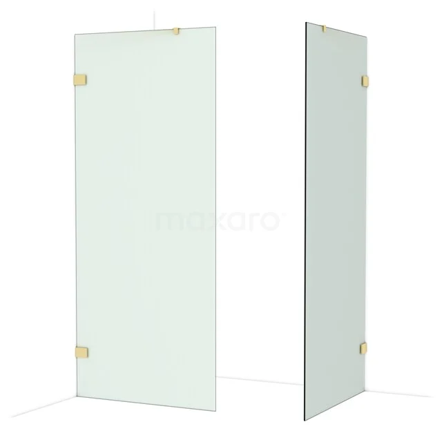 Diamond Inloopdouche | 90x90 cm Glanzend lichtgoud Matglas 2 vaste wanden IDB0909427GLG