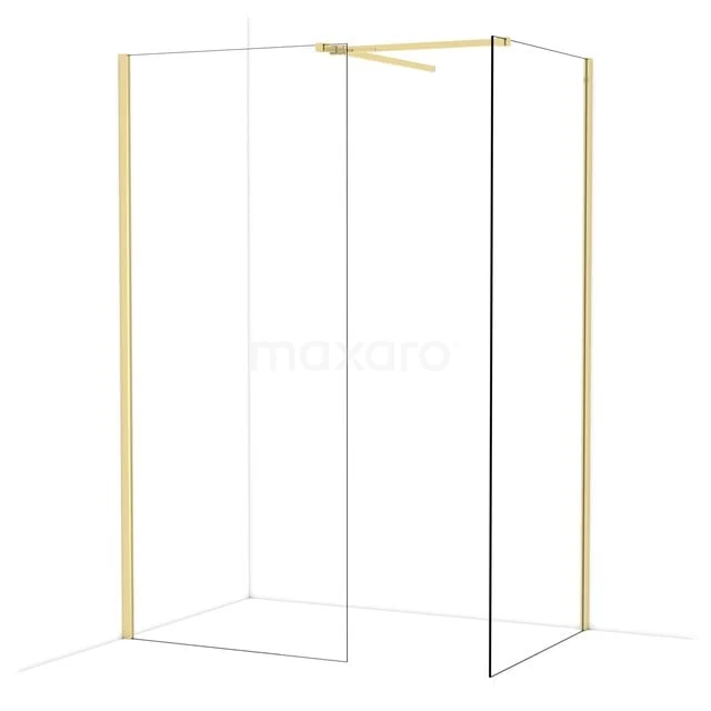 Diamond Inloopdouche | 90x90 cm Glanzend lichtgoud Helder glas 2 vaste wanden IDB0909510GLG Diamond Inloopdouche | 90x90 cm Glanzend lichtgoud Helder glas 2 vaste wanden IDB0909510GLG