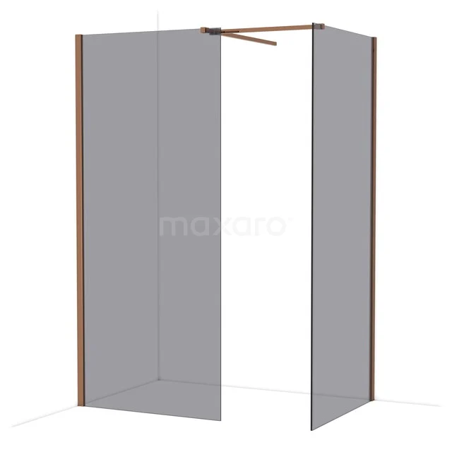 Diamond Inloopdouche | 90x90 cm Glanzend koper Rookglas 2 vaste wanden IDB0909511GKP Diamond Inloopdouche | 90x90 cm Glanzend koper Rookglas 2 vaste wanden IDB0909511GKP