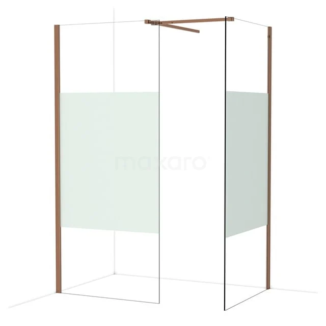 Diamond Walk-in shower | 90x90 cm Glanzend koper Clear with matt strip 2 fixed walls IDB0909513GKP Diamond Walk-in shower | 90x90 cm Glanzend koper Clear with matt strip 2 fixed walls IDB0909513GKP