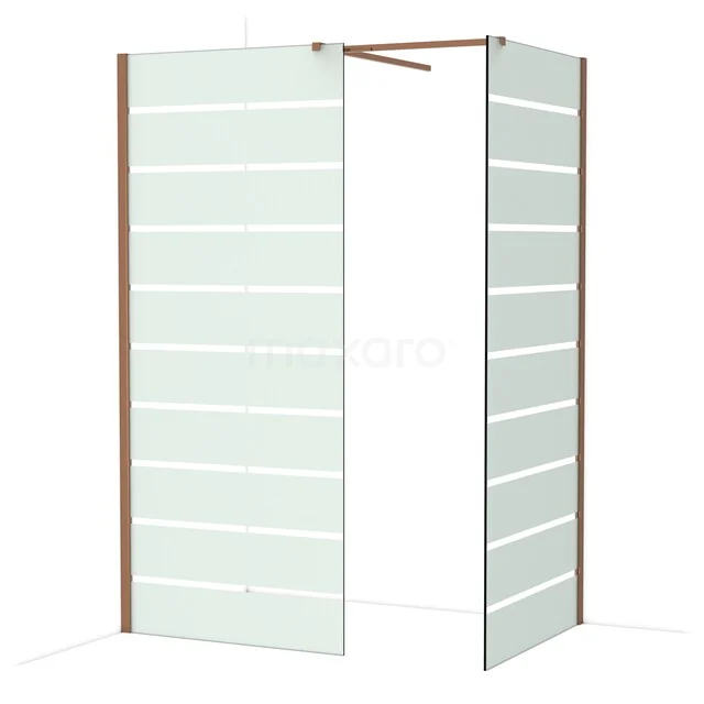 Diamond Walk-in shower | 90x90 cm Glanzend koper Clear with matt stripes 2 fixed walls IDB0909516GKP Diamond Walk-in shower | 90x90 cm Glanzend koper Clear with matt stripes 2 fixed walls IDB0909516GKP