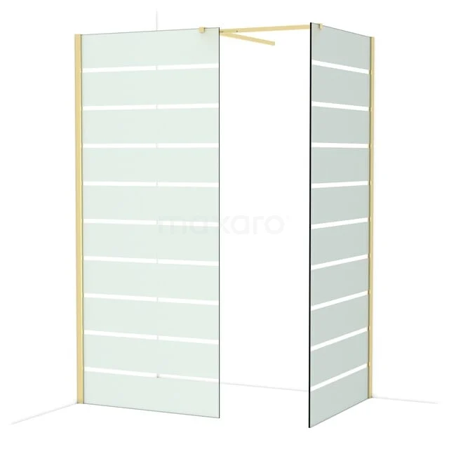 Diamond Walk-in shower | 90x90 cm Glanzend lichtgoud Clear with matt stripes 2 fixed walls IDB0909516GLG Diamond Walk-in shower | 90x90 cm Glanzend lichtgoud Clear with matt stripes 2 fixed walls IDB0909516GLG