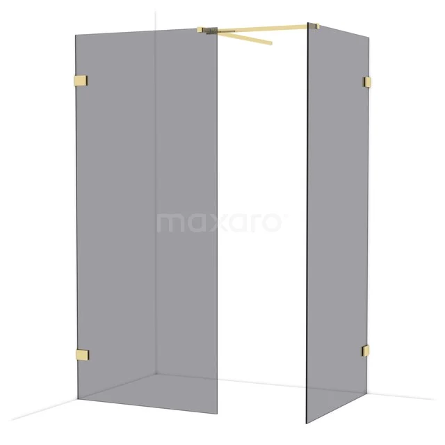 Diamond Walk-in shower | 90x90 cm Glanzend lichtgoud Smoke glass 2 fixed walls IDB0909521GLG Diamond Walk-in shower | 90x90 cm Glanzend lichtgoud Smoke glass 2 fixed walls IDB0909521GLG