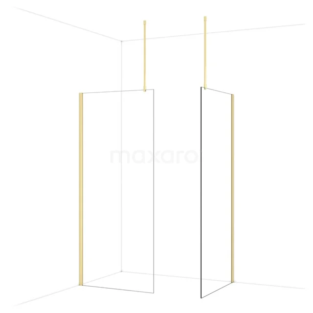 Diamond Inloopdouche | 90x90 cm Glanzend lichtgoud Helder glas 2 vaste wanden IDB0909910GLG Diamond Inloopdouche | 90x90 cm Glanzend lichtgoud Helder glas 2 vaste wanden IDB0909910GLG