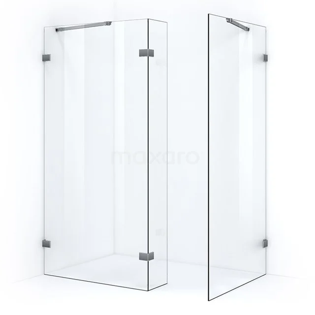 Quartz begehbare Dusche | 100x80 cm 2 feste Wände mit Seitenwand IQD10081200C Glas Duschwand mit Eckaufstellung, transparentes Design, rostfreie Scharniere, perfekte Wahl für ein modernes Badezimmer.