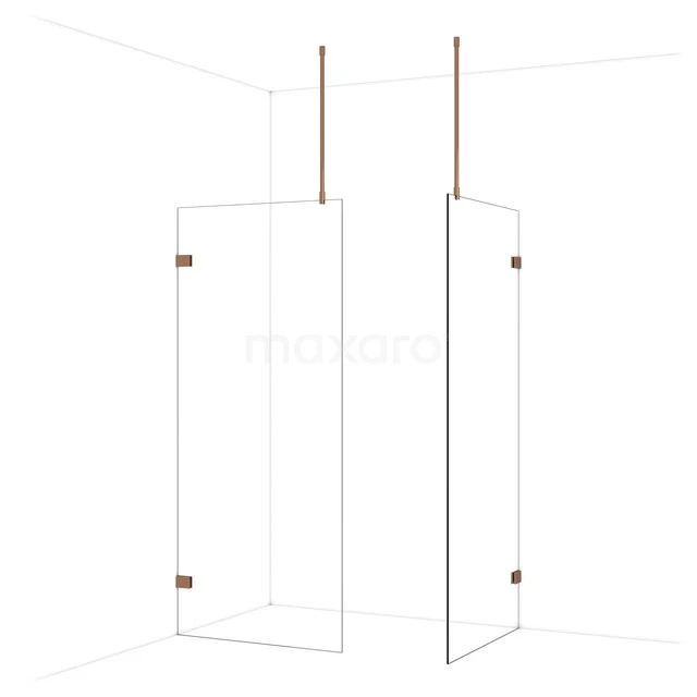 Begehbare Duschen IDB0909920GKP Glas Duschwand mit goldfarbenen Details und minimalistischem Design, ideal für ein modernes Badezimmer.