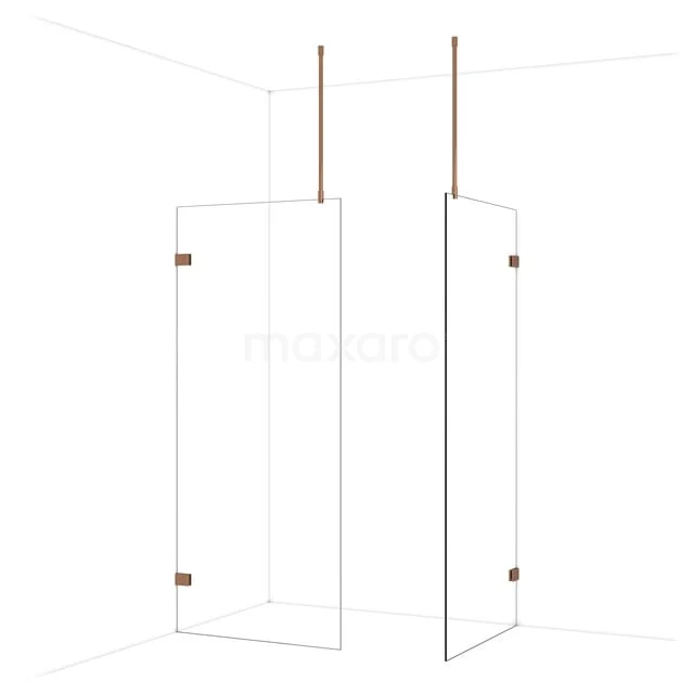 Diamond Inloopdouche | 90x90 cm Glanzend koper Helder glas 2 vaste wanden IDB0909920GKP Diamond Inloopdouche | 90x90 cm Glanzend koper Helder glas 2 vaste wanden IDB0909920GKP