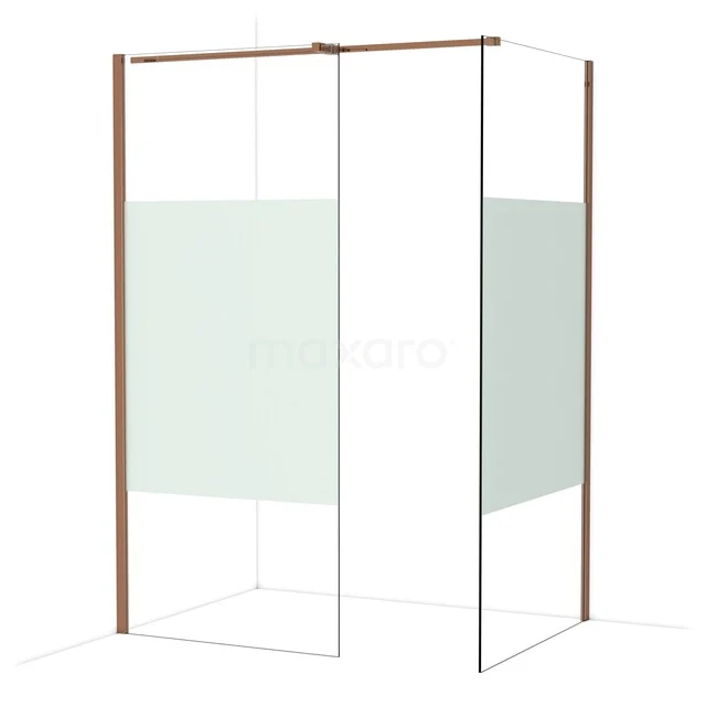 Diamond Inloopdouche | 100x90 cm Glanzend koper Helder met matte strook 2 vaste wanden IDB0910313GKP Diamond Inloopdouche | 100x90 cm Glanzend koper Helder met matte strook 2 vaste wanden IDB0910313GKP