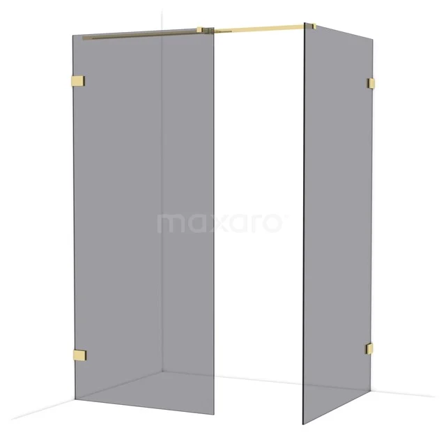Diamond Walk-in shower | 100x90 cm Glanzend lichtgoud Smoke glass 2 fixed walls IDB0910321GLG Diamond Walk-in shower | 100x90 cm Glanzend lichtgoud Smoke glass 2 fixed walls IDB0910321GLG