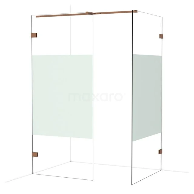 Diamond Inloopdouche | 100x90 cm Glanzend koper Helder met matte strook 2 vaste wanden IDB0910323GKP Diamond Inloopdouche | 100x90 cm Glanzend koper Helder met matte strook 2 vaste wanden IDB0910323GKP